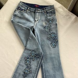 Beaded light blue jeans
